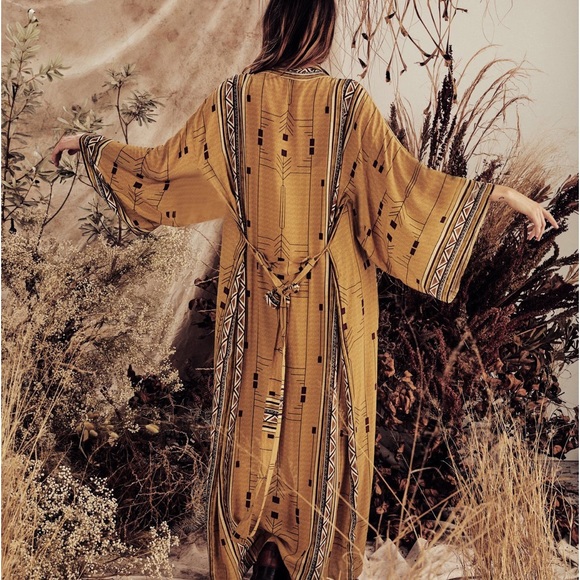 Tops - 153. LAST 1! Gold Yellow Black Tribal Aztec Oversized Kimono Duster